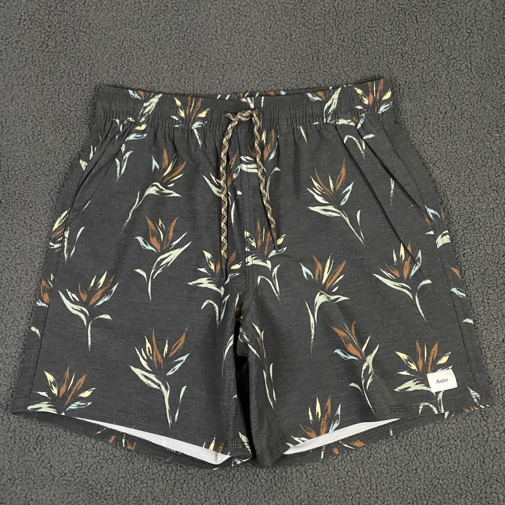 Katin Moco Volley Swim Shorts Mens Small Floral Mesh‎ Lined Trunks Beach Surf